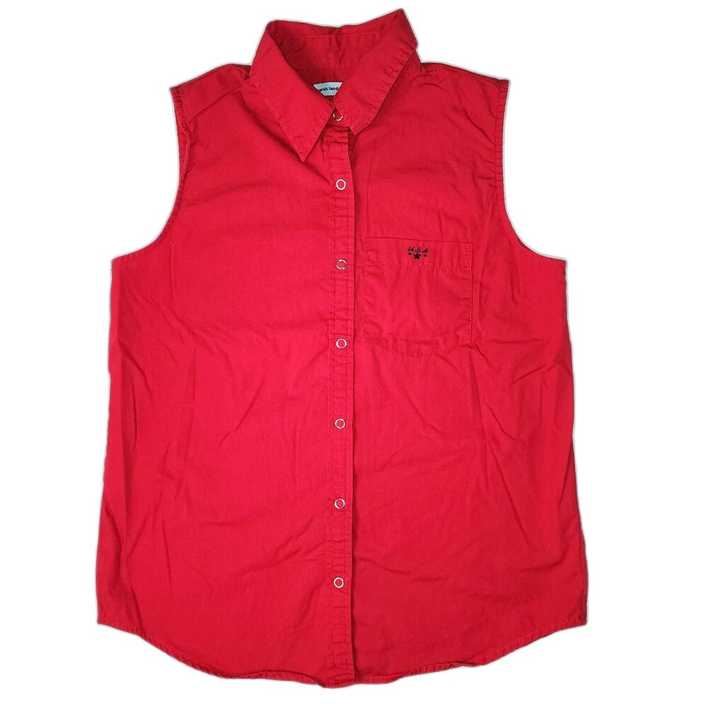 Vintage Marsh Landing Petites Red Snap Button Sleeveless Top Size PS